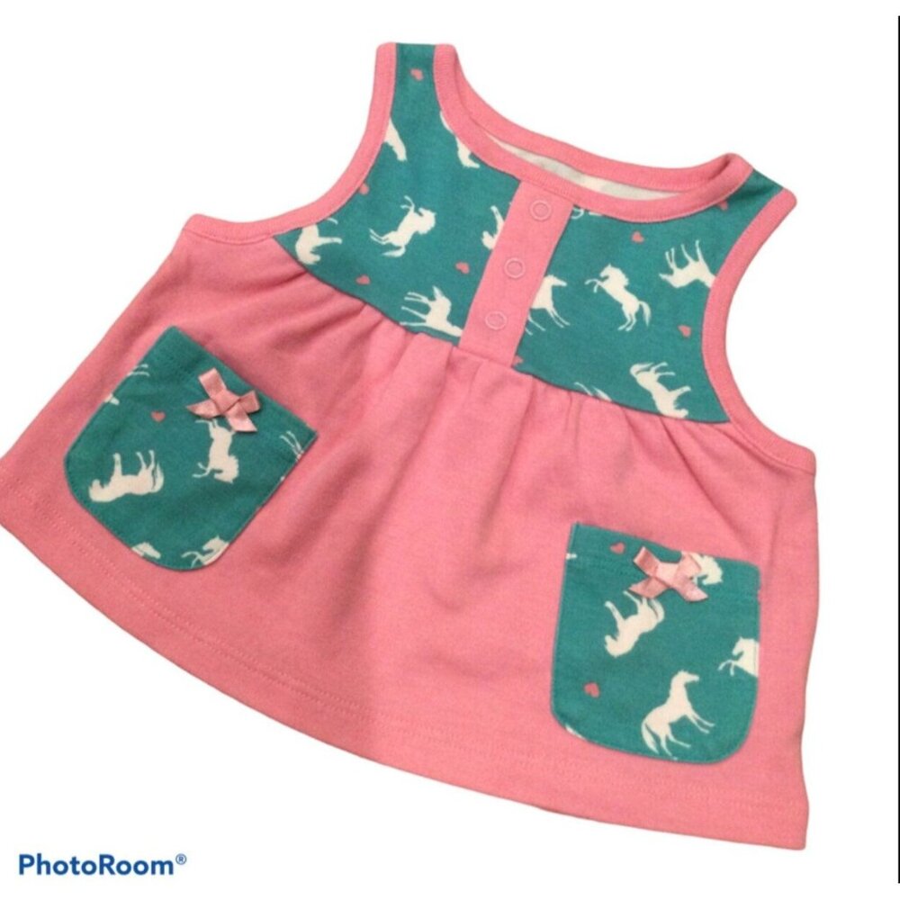 3M to 6M VGUC Farm Baby Horse Tanktop Pocket Tee